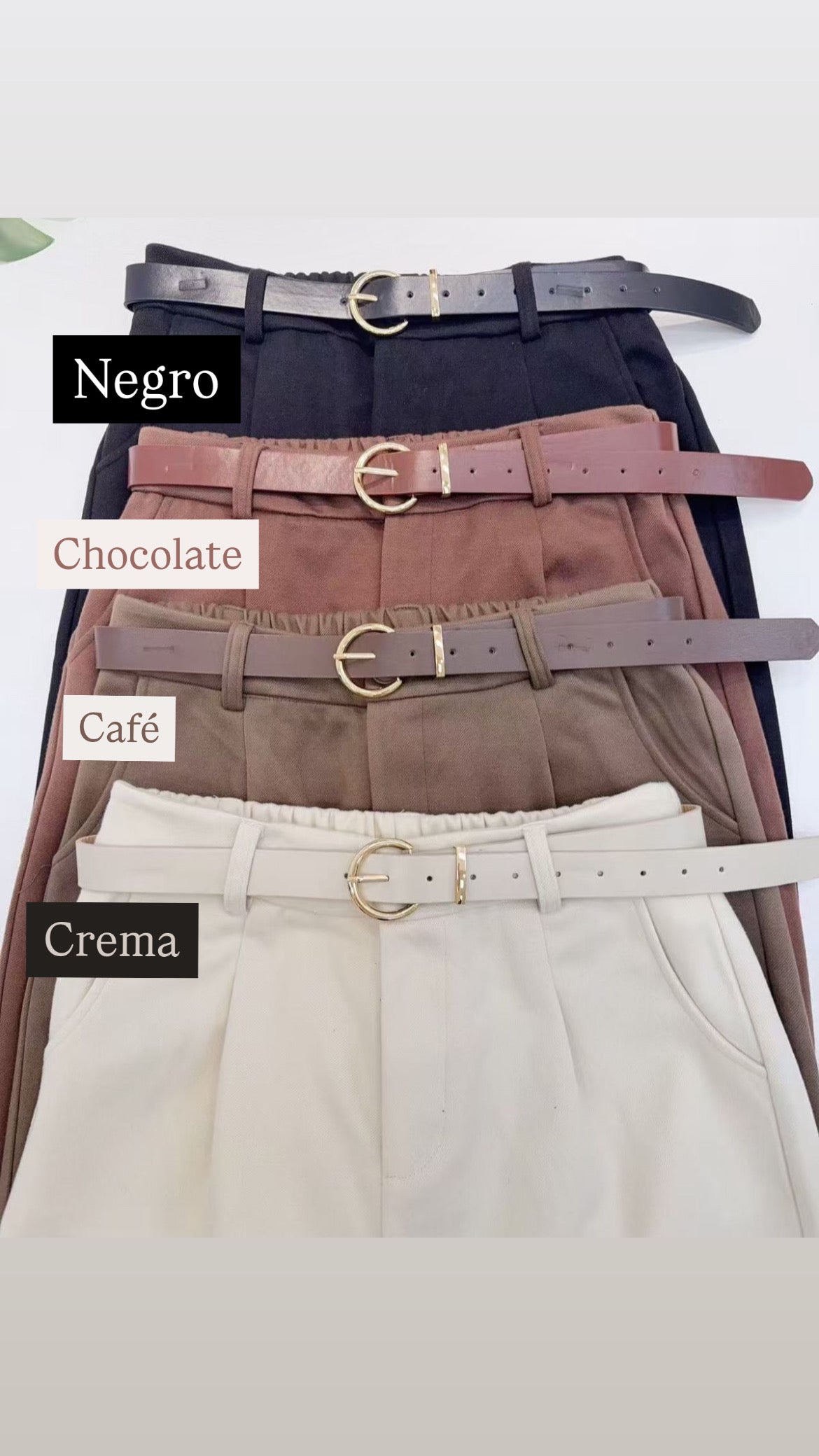 Pantalón de lanilla con cinturón