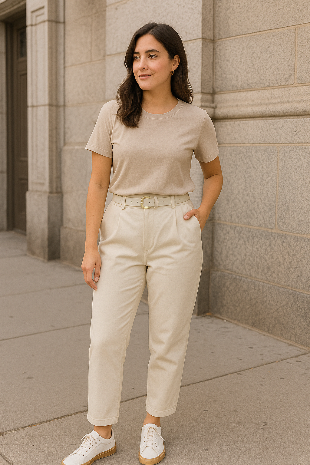 Pantalón de lanilla con cinturón