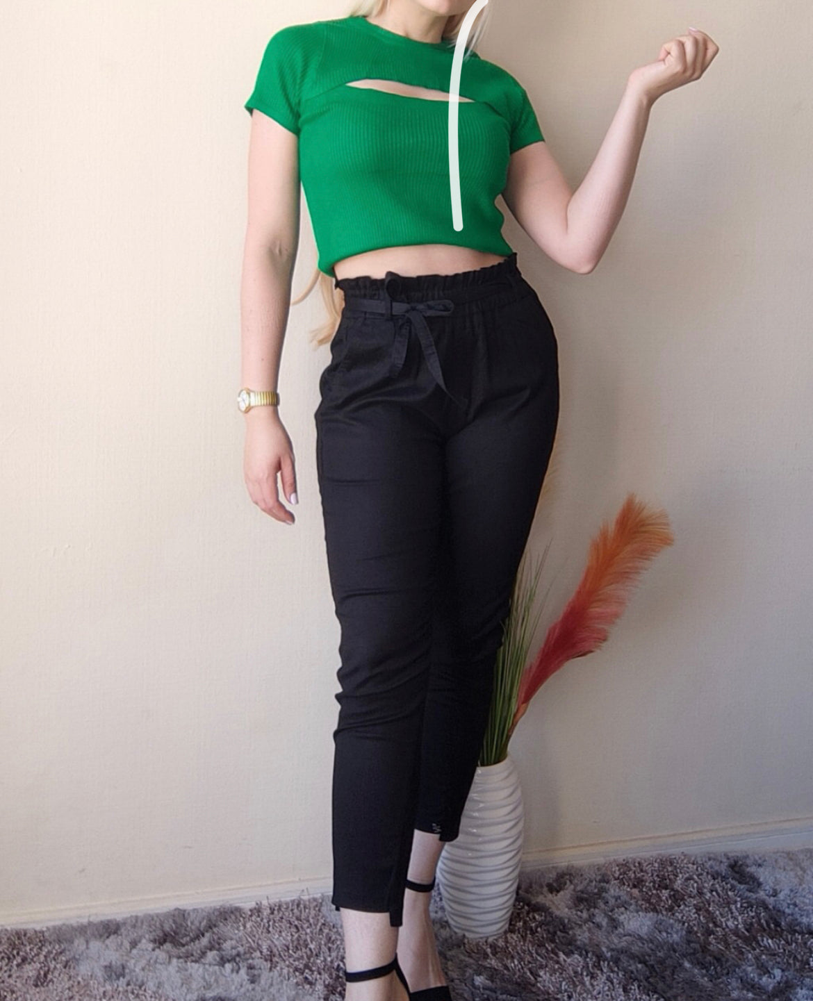 Pantalon de Vestir cinturon arruchada