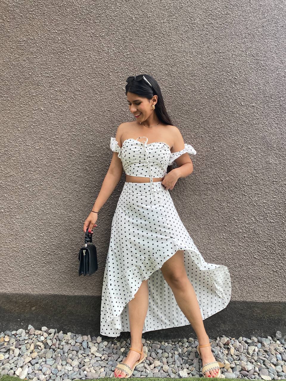Conjunto top + falda de lunares