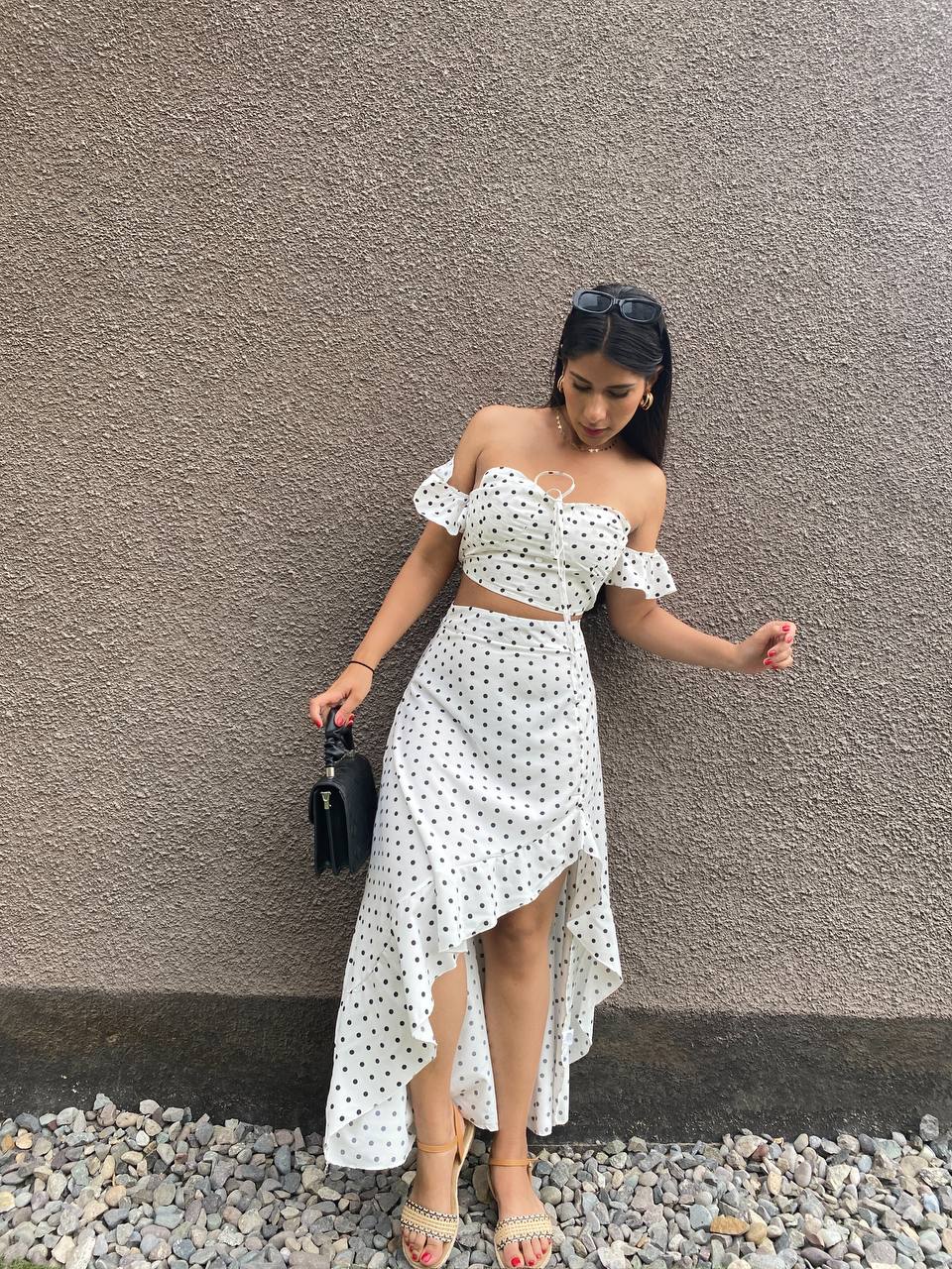 Conjunto top + falda de lunares