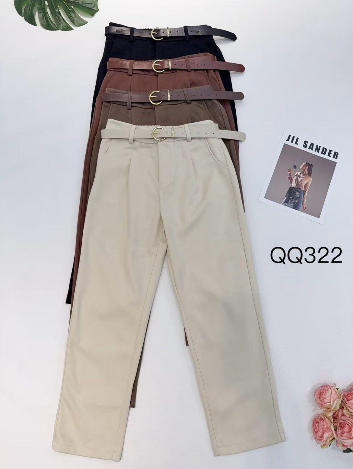 Pantalón de lanilla con cinturón